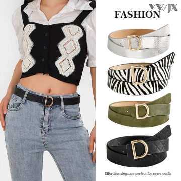 Stylish D-Shape Letter Buckle Belt for Women