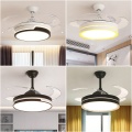 4 retractable blades black ceiling fan light