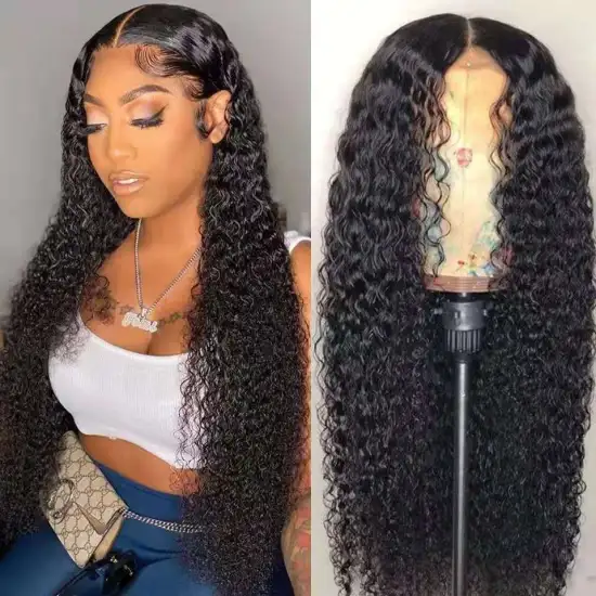 Raw Brazilian Virgin Human Hair Water Wave Glueless Hd Full Lace Front Wig Cheap Transparent Lace Frontal Wig For Black Women