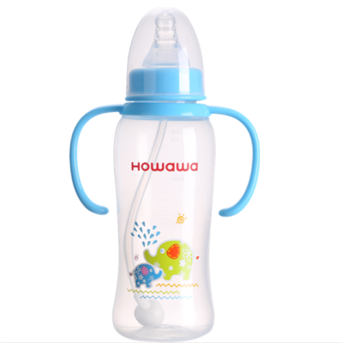 Mamadeira de leite de bebê 270ml com alça