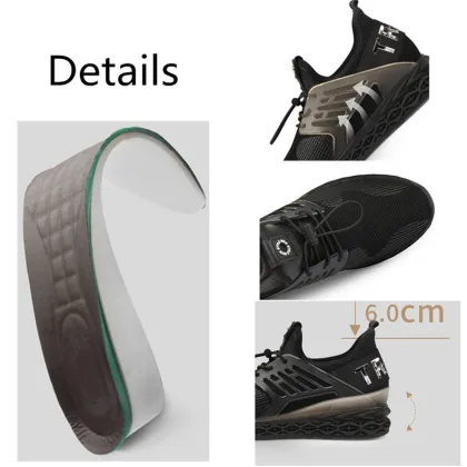 Fashion Hollow Men's Height Increasing Shoes Sneakers Get Taller 2.36 inches