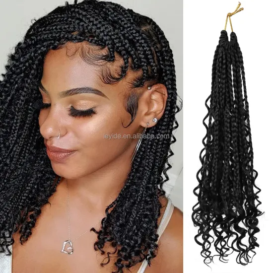 AliLeader Wholesale New Messy Goddess Faux Locs River Box Braids Hair With Curly End Wavy Synthetic Crochet Hair