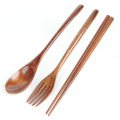 Set di bacchette forchetta cucchiaio posate in legno