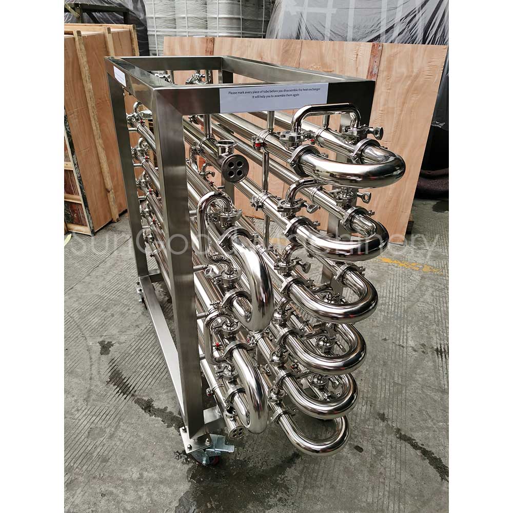 counterflow wort chiller tube in shell heat exchanger