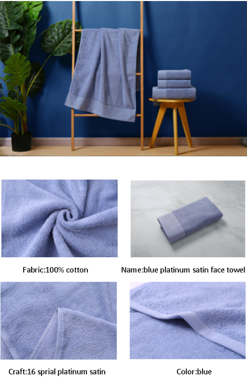 Dobby Border Blue Face Towel