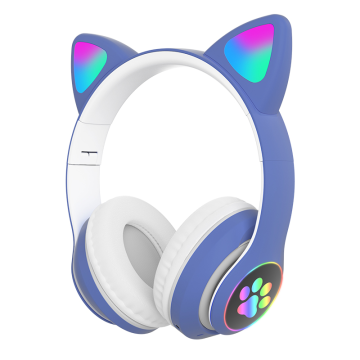 Fon Kepala Telinga Kucing Bluetooth Dengan LED Bercahaya