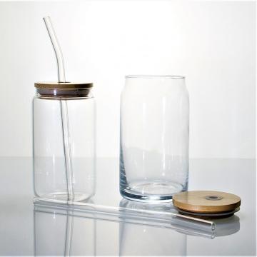 Sublimation Beer Can Glass Cup With Wooden Lid