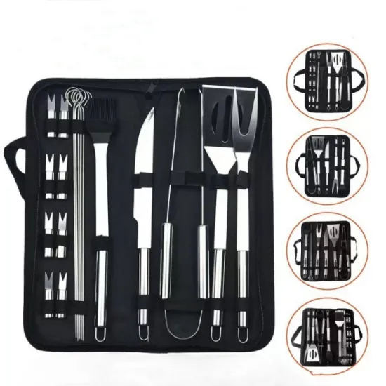 Wholesale 20-Piece Stainless Steel BBQ Grill Set: Heat-Resistant Grilling Combination Tools Kit