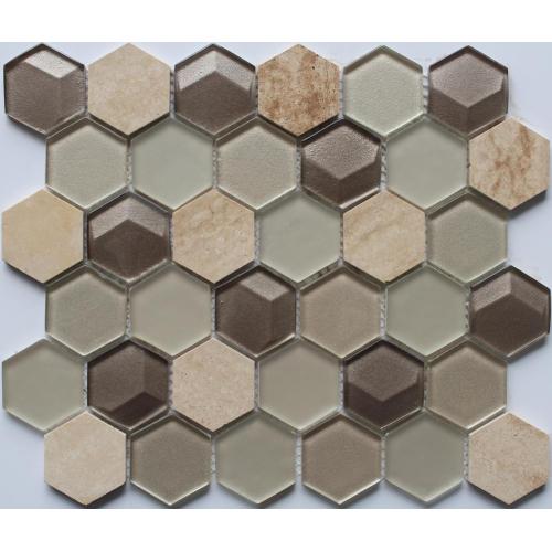 White Marble Crystal Glass Hexagon Mosaic