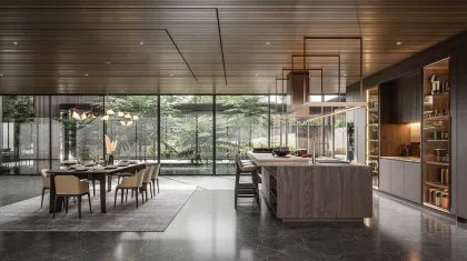 Residential high-end open kitchen set