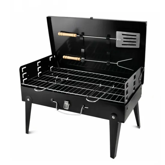 Folding Portable Camping Charcoal BBQ Grill Adjustable Height Barbecue Grill