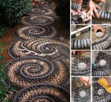 Assorted river rocks mat