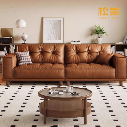 Настраиваемый большой коричневый кожаный диван