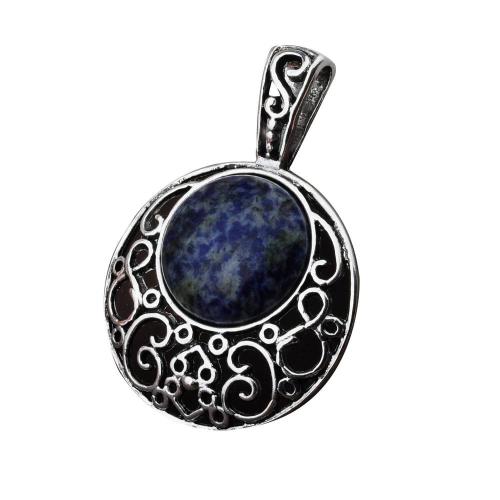 Sodalite 20MM Cabochon Alloy Gemstone Pendant