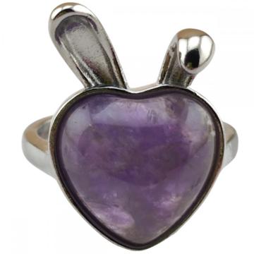 Gemstone Rabbit Shape Ring Crystal Quartz Stackable Fashion Ring Statement Knuckle Handmade Gemstone Gothic Vintage Rings