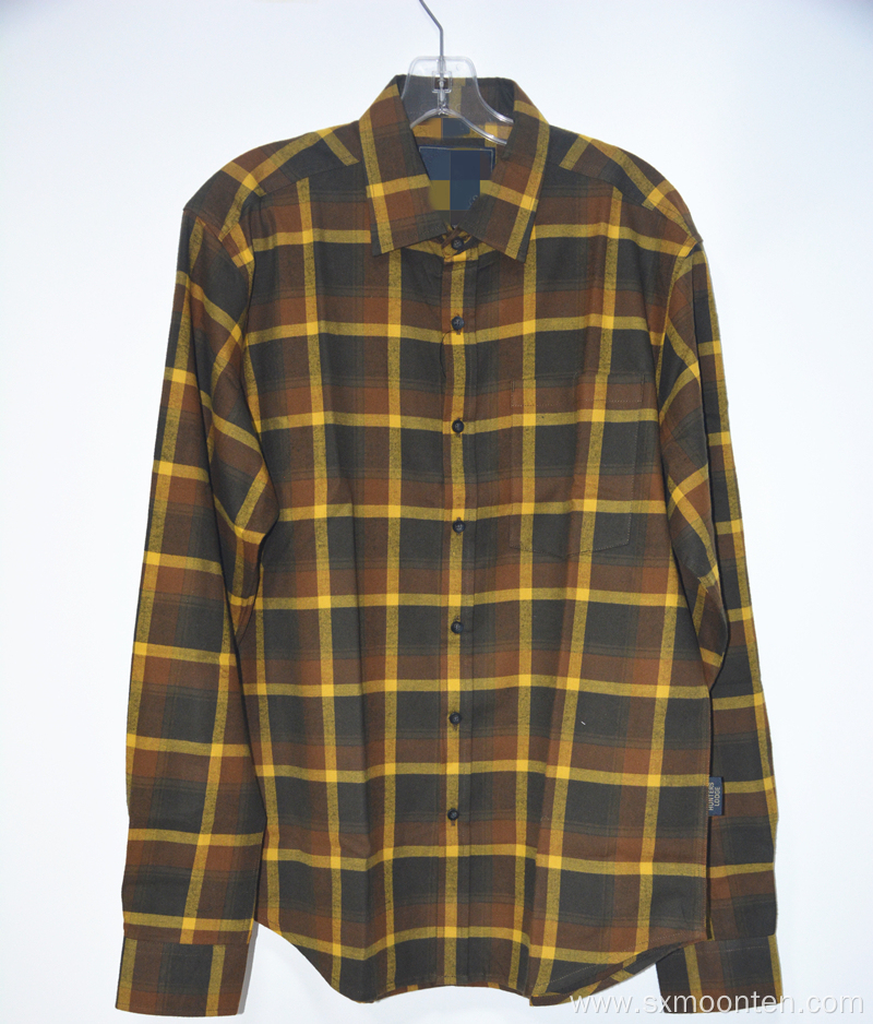 Windproof Plaid Print Long-sleeve Men's Cotton Flannel Shirt