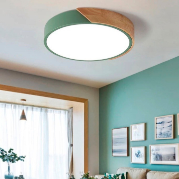 Plafond de plafond macaron scandinave - Aménagement à LED à bois massif simple