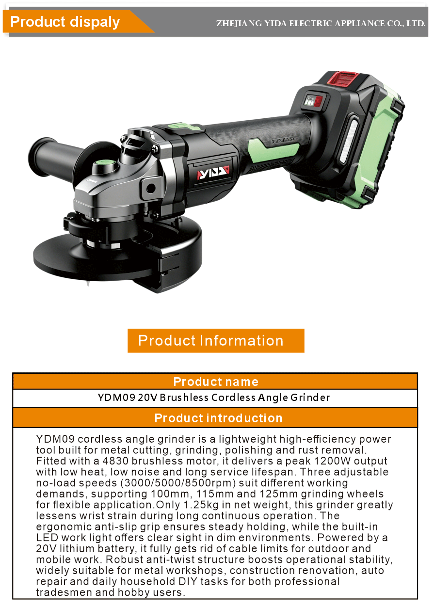 High power portable brushless grinder