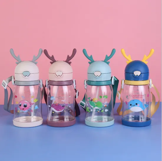 Children's water cup with straps bouncing straw