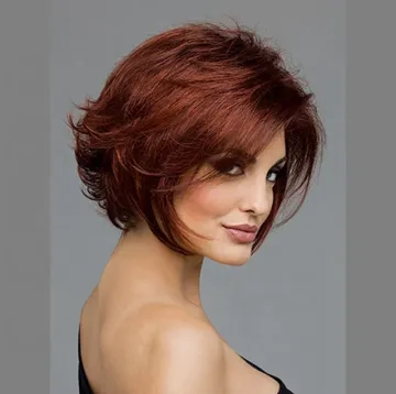 Wholesale women synthetic wigs short natural wave hair dark brown color wigs for Mature women