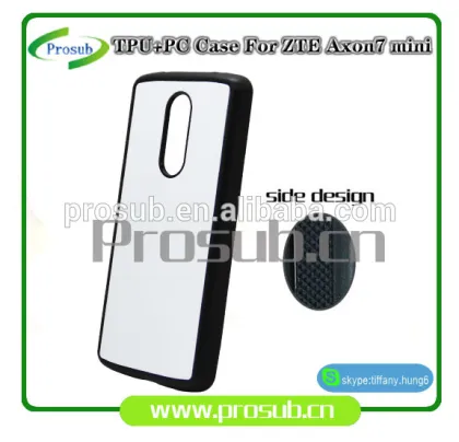 2d sublimation heat transfer PC +TPU silicon blank cell phone case with metal sheet for Prosub-ZTE Axon7 mini