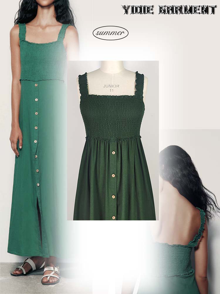 Women Linen Blend Slip Midi Dress