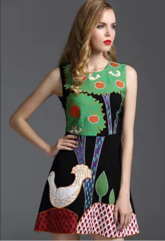 Pretty Steps 2016 sexy elegant high quality round collar dress summer vintage embroidered sleeve dress