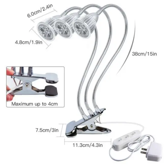 Clip clamp led plant grow light 3head 30W