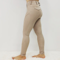 ベージュのサイドポケット伸縮性のある馬術団のズボン女性