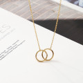 Double Circle Simple Geometric Necklace Gold Silver Double Ring Alloy Pendant Stainless Steel Ladies Jewelry Gift