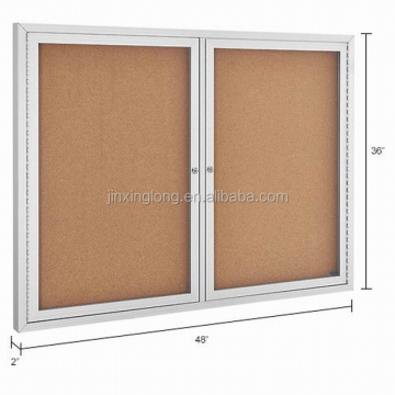 Cork Enclosed Bulletin Board with Aluminum Frame - 48x36 - 2 Doors