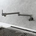 High-Quality Gun Gray Stainless Steel Wall-Mounted Kitchen Faucet with Two Handles and Cold Water Functionality