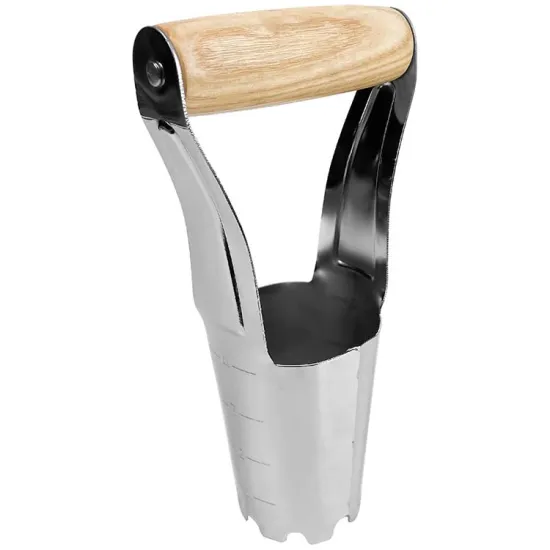 Professional Garden Bulb Planter: 4-inch Depth Stainless Steel Transplanter Tool with Short Handle