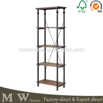 etagere industrial bookcase, vintage recycled wood etagere bookcase, etagere bookcase