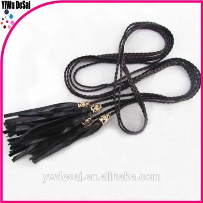 Knitting women's fashion belt, handmade joker PU tassels belt