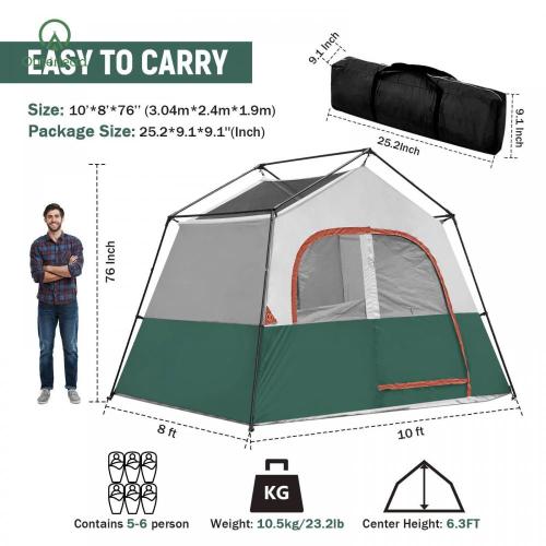 Cabin Tent with Ac Port 6 Person Outdoor Windproof Fabric Cabin Tent Supplier