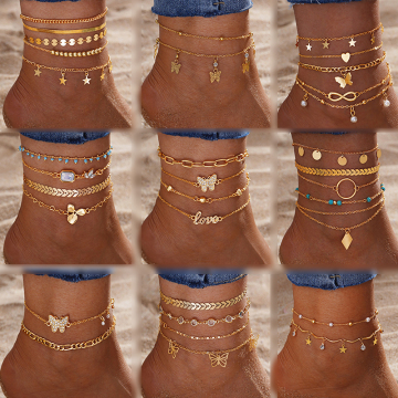 Ladies Plus Size Heart Zircon Rhinestone Letter Anklets - Low Price Non Tarnish Fashion Jewelry