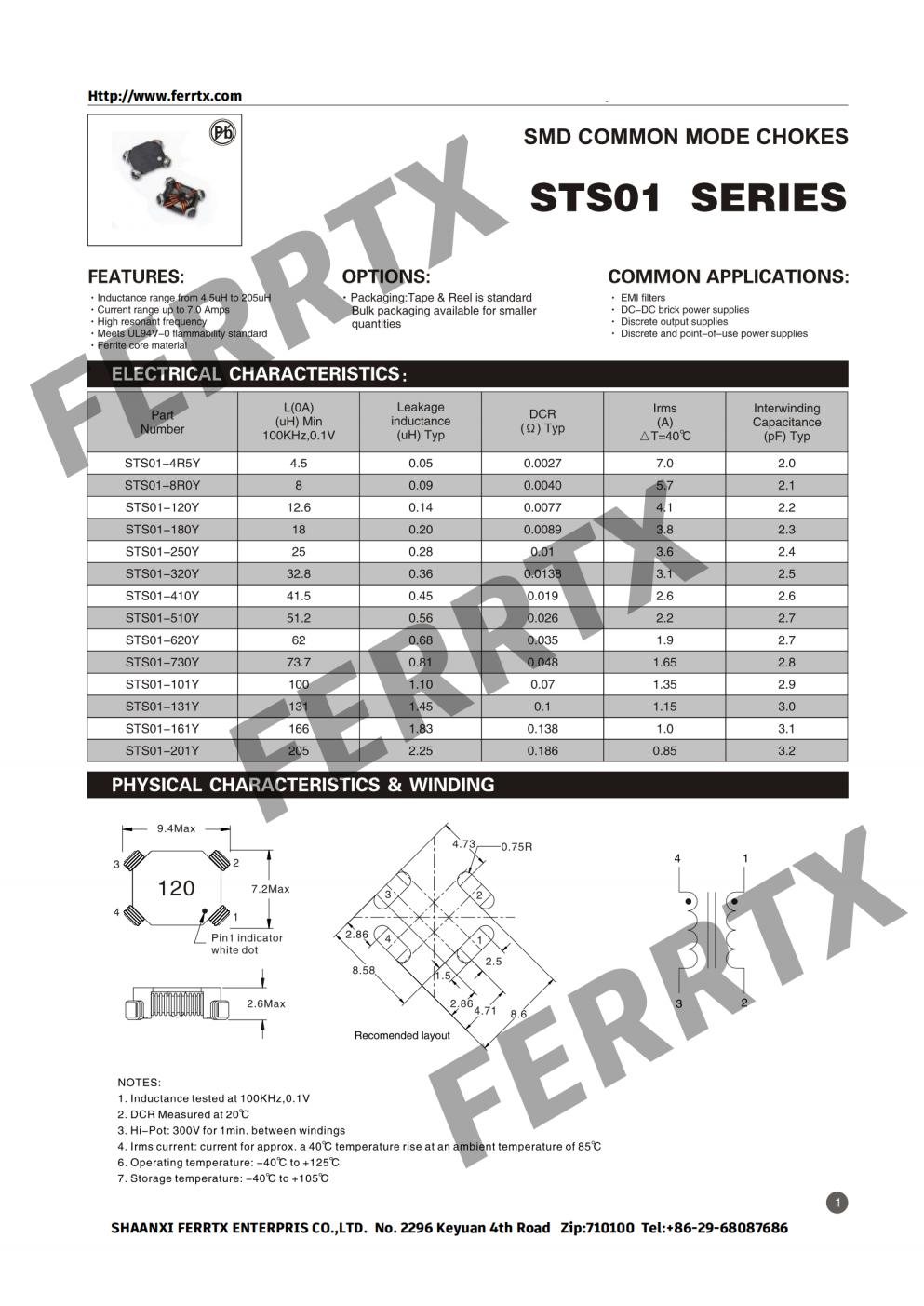 SMD Common Mode Chokes STS