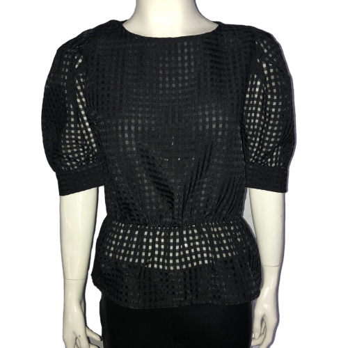 Puff Sleeve Sexy Mesh Transparent Patchwork Women Blouse