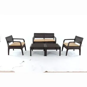 Elegant Youya Brown Plastic Chair and Outdoor Table Set for Coffee Shops