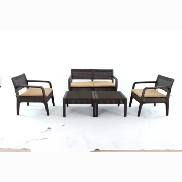 Elegant Youya Brown Plastic Chair and Outdoor Table Set for Coffee Shops