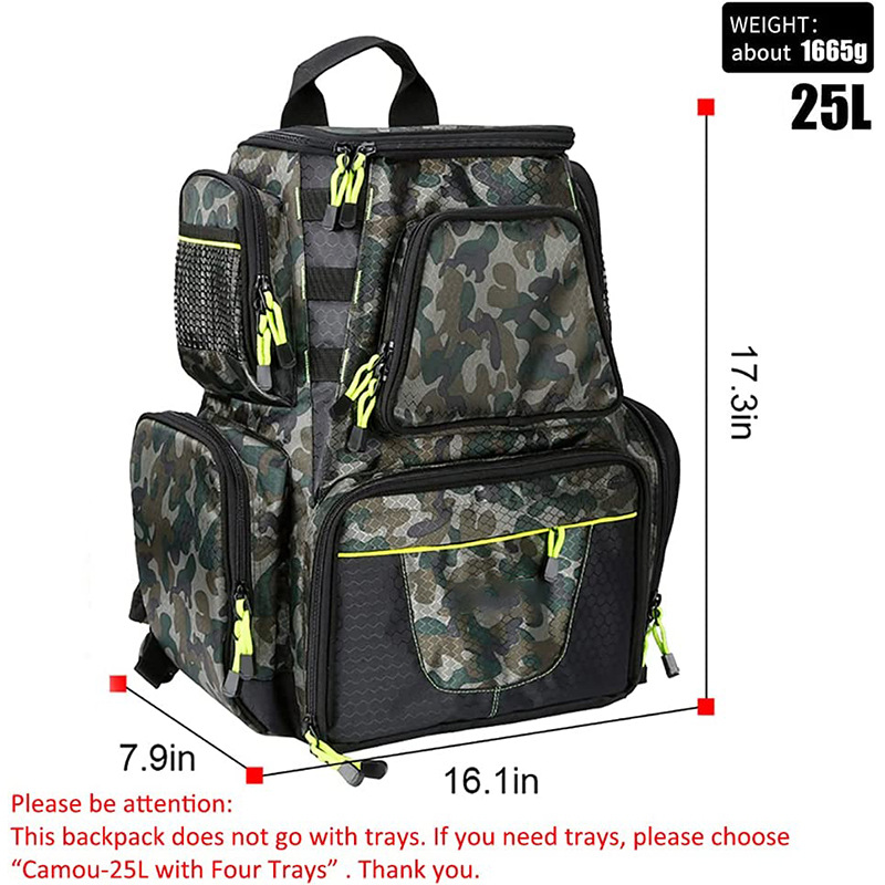 Fishing Tackle Backpack with Waterproof Rain Cover