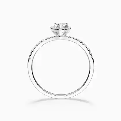 Lab Grown Heart Halo Chevron Engagement Ring | FLORAL JEWELRY