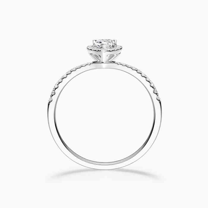 แหวนเพชรแล็บรูปหัวใจไวท์โกลด์ 18K