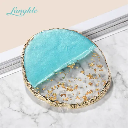 Wholesale Latest Round Resin Nail Palette with Golden Flake