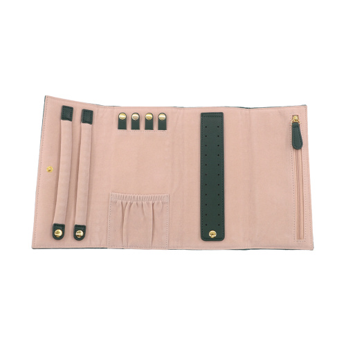 Custom logo velvet suede jewelry organizer roll pouch