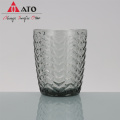 Embossed Grey Fishbone pattern glasses cup