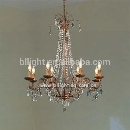 Hanging type 8 lights crystal wood chandelier in China