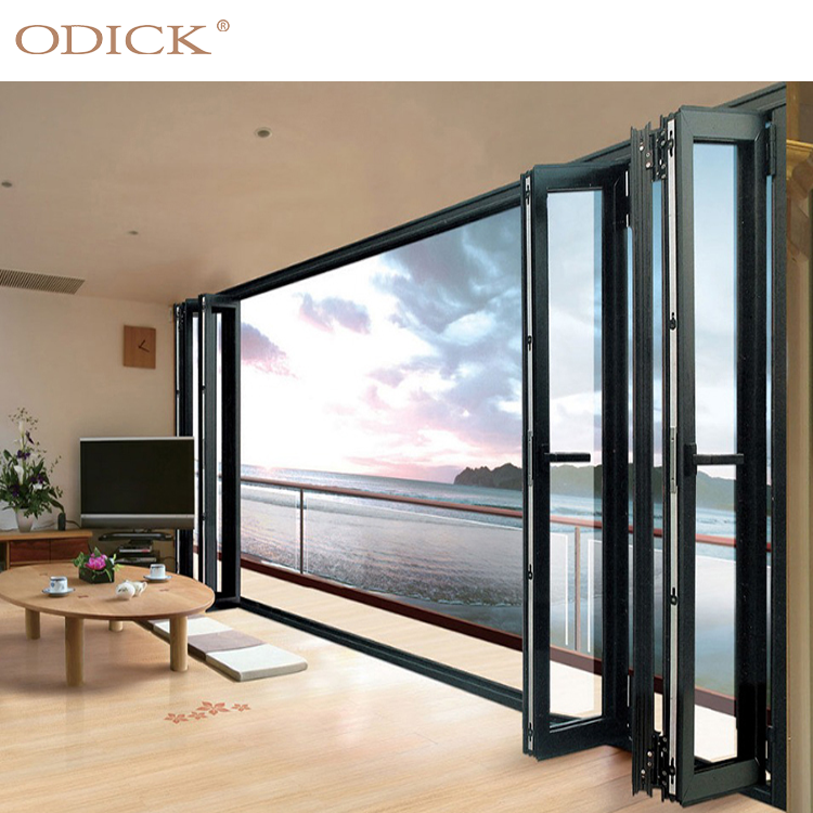 Pannello pieghevole scorrevole a doppio vetro Odick Pannello pieghevole pieghevole Porta di vetro Originale Design anteriore esterno esterno 2-8 Moderno6 ODICK Double Glazed Sliding Folding Panel Foldable Graphic Design Glass Door Original Front Outdoor Design Exterior 2-8 Modern6