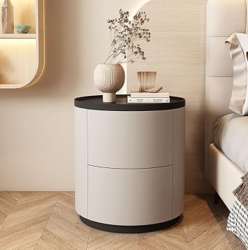 Round nightstand with drawer